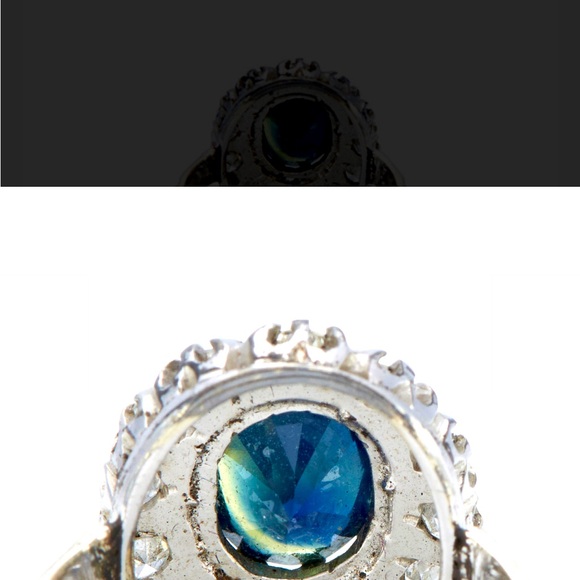 Antique SILVER, SAPPHIRE AND DIAMOND RING - Picture 5 of 5